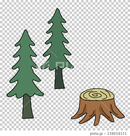 手繪的針葉樹與樹樁生態圖 138018151