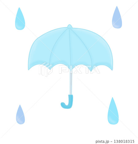 梅雨の季節に使える水色の傘と雨 138018315