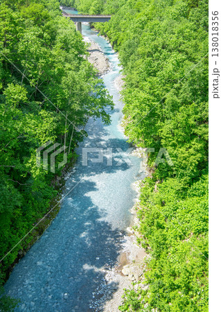 北海道美瑛町 コバルトブルーの水が美しい夏の美瑛川 北海道美瑛町 コバルトブルーの水が美しい夏の美瑛川 138018356