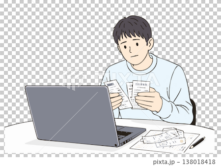 整理收據和發票，以便準備報稅表 138018418