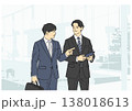 ビジネスマン2人の打ち合わせシーンイラスト 138018613