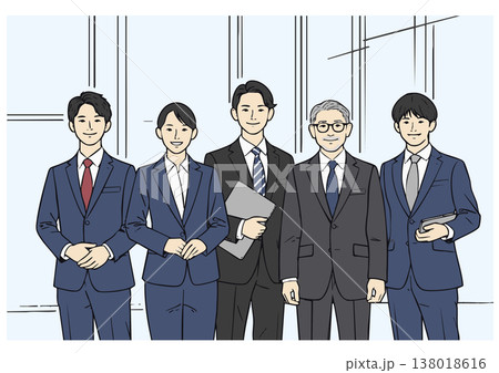ビジネスパーソン5人のチームイラスト 138018616