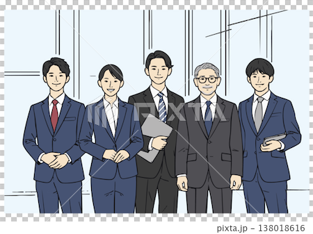 ビジネスパーソン5人のチームイラスト 138018616