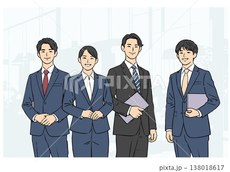 ビジネスパーソン4人のチームイラスト 138018617