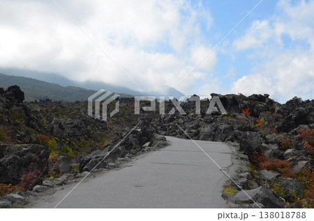 荒々しい溶岩地形が広がる鬼押出し園の風景 荒々しい溶岩地形が広がる鬼押出し園の風景 138018788