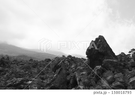 荒々しい溶岩地形が広がる鬼押出し園の風景 138018793