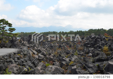 荒々しい溶岩地形が広がる鬼押出し園の風景 138018798