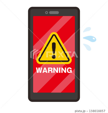警告マークが表示されたスマートフォンのイラスト 警告マークが表示されたスマートフォンのイラスト 138018857