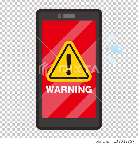 Illustration of a smartphone with a warning icon displayed. Illustration of a smartphone with a warning icon displayed. 138018857
