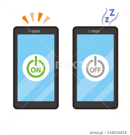 電源ONと電源OFFのスマートフォンのイラスト 電源ONと電源OFFのスマートフォンのイラスト 138018858