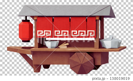 拉麵攤車極簡多邊形插圖 拉麵攤車極簡多邊形插圖 138019019