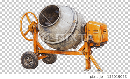 Concrete mixer (construction site, hand-mixed) illustration 138019058