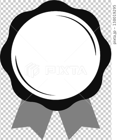 Medal and ribbon rank icon, rosette, corsage, decorative material, monochrome, black and white 138019295