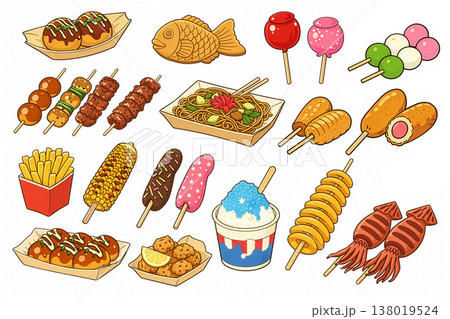 お花見・屋台メニューイラストセット 138019524