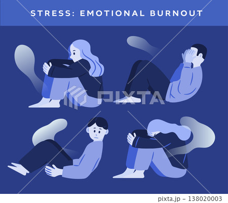 Frustrated people crouching and kneeling 138020003