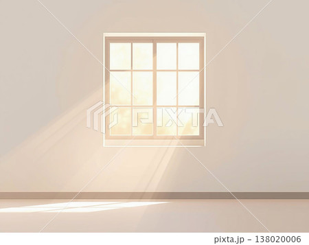 窓から光が差し込むシンプルな室内 138020006