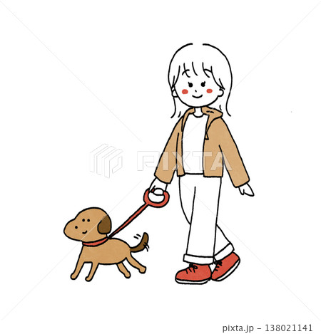 犬の散歩をする女の子 138021141