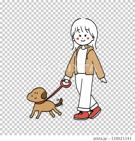 犬の散歩をする女の子 138021141