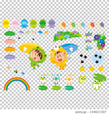 Rainy season illustration set (for cutting out) 138021307