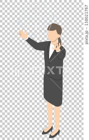 ネットワークと女性会社員・アイソメトリック 138021767