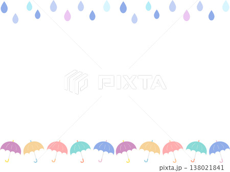シンプルな傘のフレームイラスト｜傘,雨具,天気,梅雨 138021841