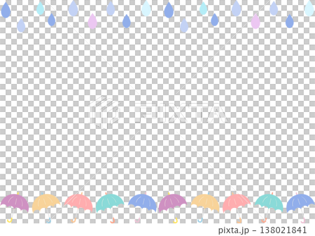 シンプルな傘のフレームイラスト｜傘,雨具,天気,梅雨 138021841