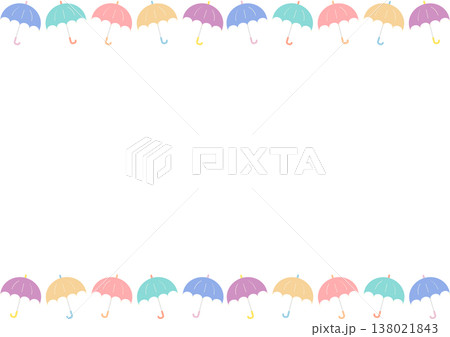 シンプルな傘のフレームイラスト｜傘,雨具,天気,梅雨 138021843