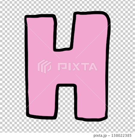 Hand writing H alphabet letter for a to z, font, typography, text, message, initials, card, sticker, tattoo, education book, name design, shirt print, brooch, pin, patch, icon, kid drawing style 138022385