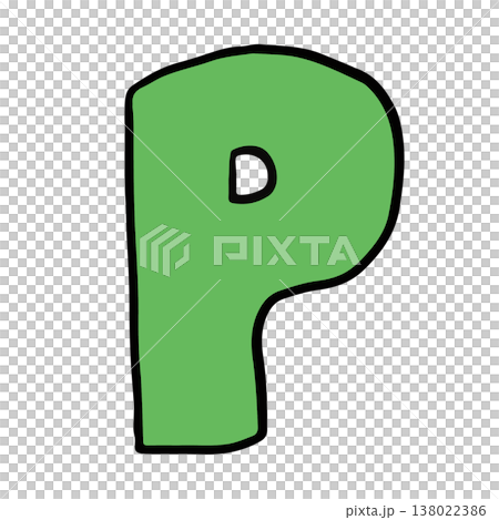 Hand writing P alphabet letter for a to z, font, typography, text, message, initials, card, sticker, tattoo, education book, name design, shirt print, brooch, pin, patch, icon, kid drawing style 138022386