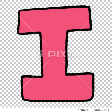 Hand writing I alphabet letter for a to z, font, typography, text, message, initials, card, sticker, tattoo, education book, name design, shirt print, brooch, pin, patch, icon, kid drawing style 138022401
