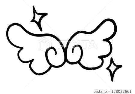 Hand drawn angel wing outlines for cartoon, comic, colouring book, art, painting, mascot, kid costume, school event, decoration, human, people, fairy tale, plush toy, kid doll, sticker, cute patch 138022661