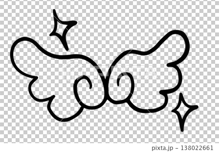 Hand drawn angel wing outlines for cartoon, comic, colouring book, art, painting, mascot, kid costume, school event, decoration, human, people, fairy tale, plush toy, kid doll, sticker, cute patch 138022661