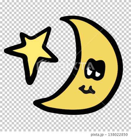 Hand drawn happy yellow moon and star for decoration, cartoon character, comic, mascot, sky and cloud, plush toy, kid doll, sticker, cute patch, brooch, shirt print, icon, good night, sleep tight Hand drawn happy yellow moon and star for decoration, cartoon character, comic, mascot, sky and cloud, plush toy, kid doll, sticker, cute patch, brooch, shirt print, icon, good night, sleep tight 138022850