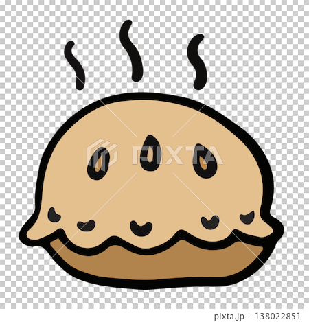 Hand drawn pie illustration for bakery, pastry, food, snack, breakfast, brunch, coffee shop, sticker, department store, shopping, festive season, Christmas element, holidays, cafe, menu, recipe, icon 138022851