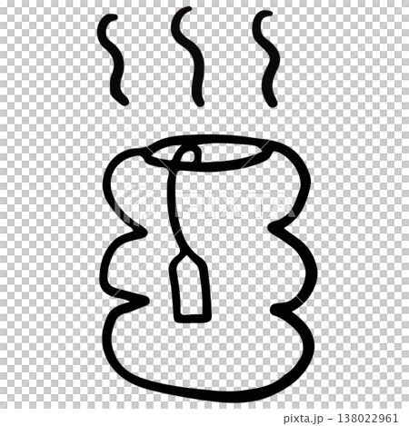 Hand drawn hot tea mug with tea bag outline for cafe, restaurant, drink menu, work from home, workloads, decoration, office workers, cafe, weekdays, weekends, stickers, caffeine, house, kitchenware 138022961