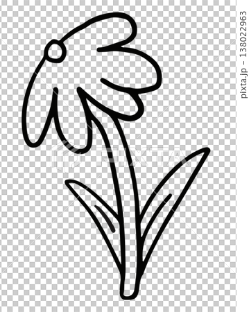 Hand drawn outline of flower and leaves for floral print, colouring book, painting, sticker, nature, garden, spring, summer, plants, blossom, cute patches, shirt print, plush toy, kid doll, cartoon Hand drawn outline of flower and leaves for floral print, colouring book, painting, sticker, nature, garden, spring, summer, plants, blossom, cute patches, shirt print, plush toy, kid doll, cartoon 138022963