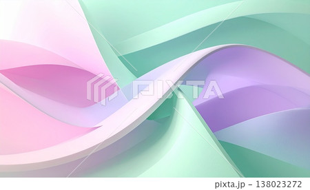 パステルカラーの曲線が交差する抽象的なグラフィック背景素材 138023272