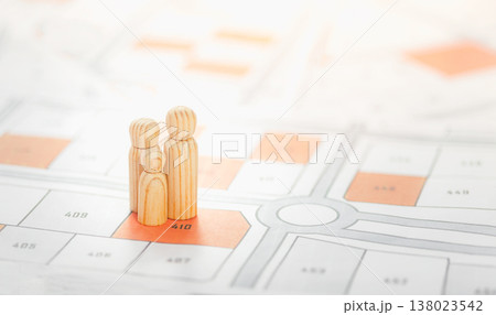 imaginary cadastral map search for assess to buy the land concept. Land management concept with an imaginary cadastral map of territory with a vacant land available for sale or building construction. imaginary cadastral map search for assess to buy the land concept. Land management concept with an imaginary cadastral map of territory with a vacant land available for sale or building construction. 138023542