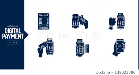 Set of outline icons related to payment methods. Electronic payment filled icon collection Set of outline icons related to payment methods. Electronic payment filled icon collection 138023590