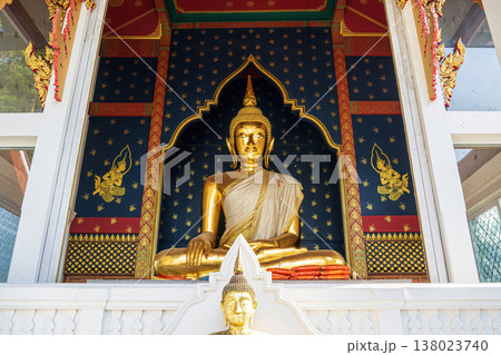 Golden Buddha on temple shrine 138023740