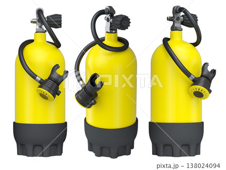 Set of diving tank full oxygen for snorkeling on white background. 138024094