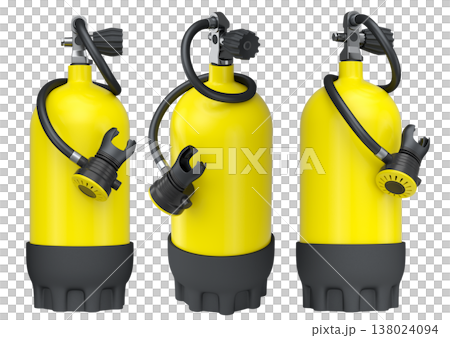 Set of diving tank full oxygen for snorkeling on white background. 138024094