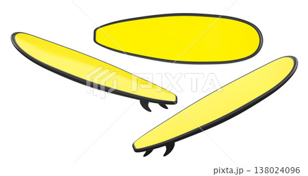 Set of surfboard for summer surfing on surf board on white background. 138024096