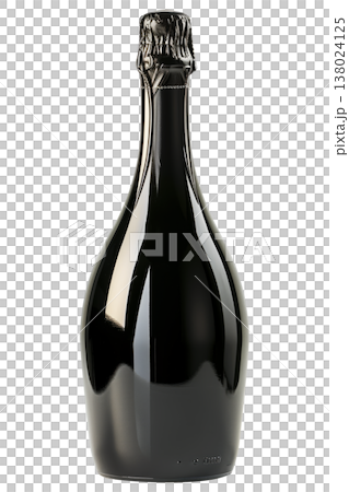 Black champagne bottle isolated on white background, concept of festive celebration event 138024125