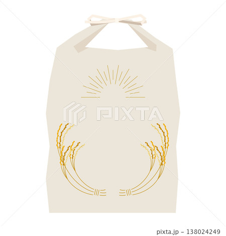 稲穂をあしらった米袋のアイコンイラスト 138024249