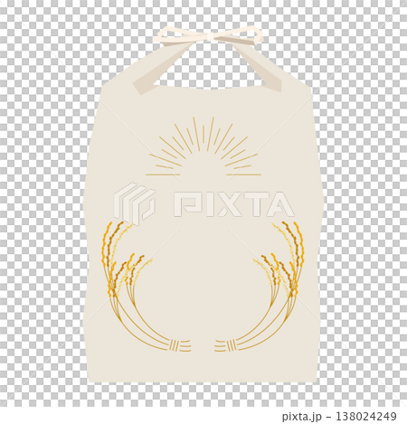 稲穂をあしらった米袋のアイコンイラスト 138024249