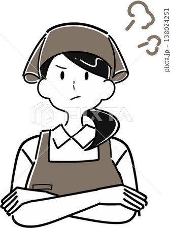 怒る女性アルバイト店員のイラスト 138024251