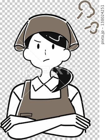 怒る女性アルバイト店員のイラスト 138024251