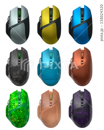 Set of wireless gaming computer mouse isolated on white background Set of wireless gaming computer mouse isolated on white background 138024320