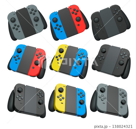 Realistic video game controllers console attached to mobile phone isolated on white 138024321